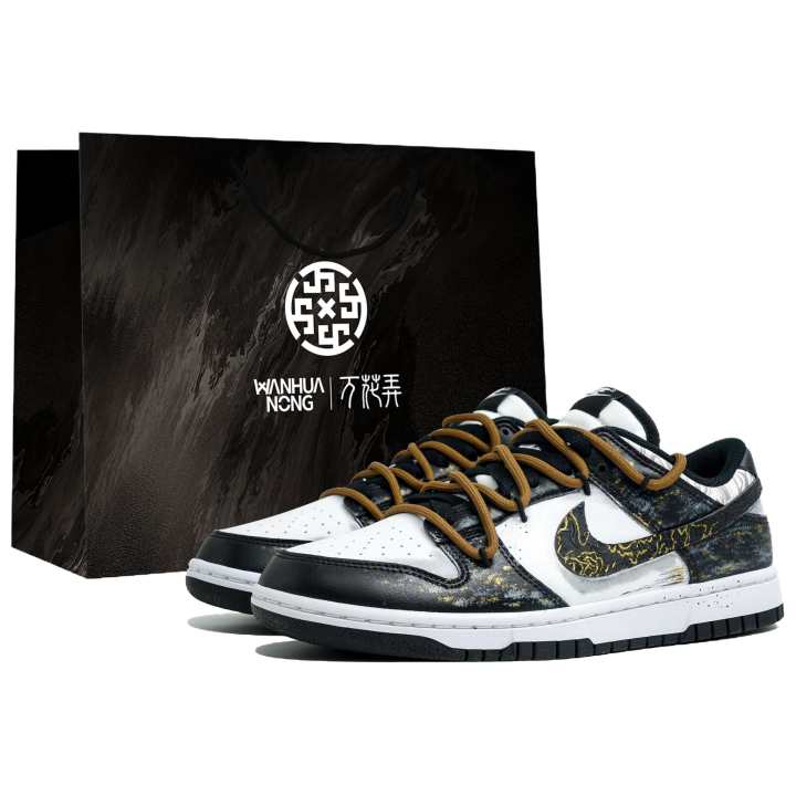 Nike Nike Dunk Wan Hua Nong, Black Friday Scale, Shopping Bag Abrasion Resistant Low top Skateboard Shoes Men's Black White