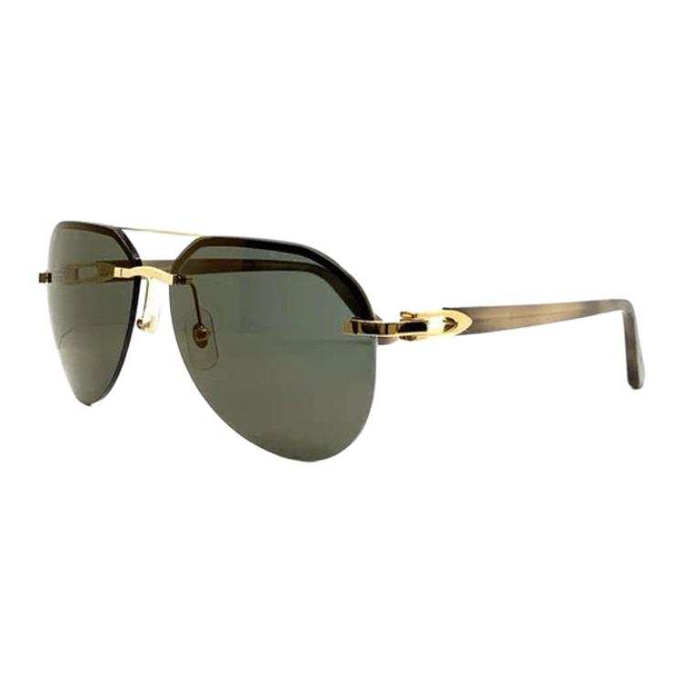CARTIER Metal Aviator Sunglasses Men's Light Brown