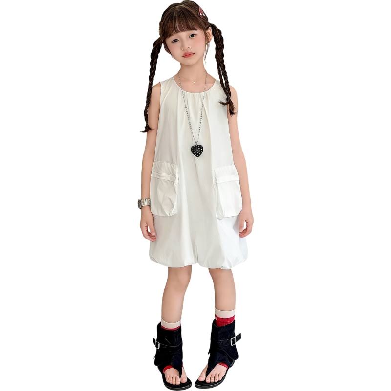 YALU Grade School Dresses Crew Neck Thin Mid Length Stretch