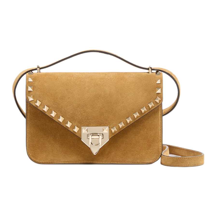 Valentino Valentino Rockstud Cow Leather Crossbody Bags Small Women's Warm Brown