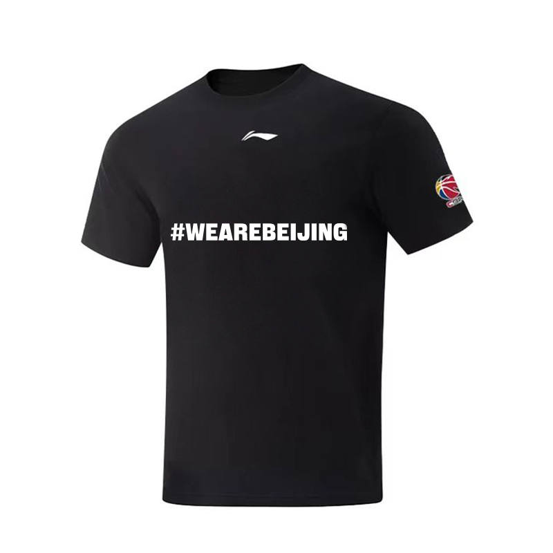Li-Ning Li Ning T Shirts Unisex Black Crew Neck
