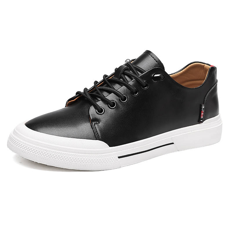 YALU Top Grain Cow Leather Lightweight Breathable Low top Skateboard Shoes Men's