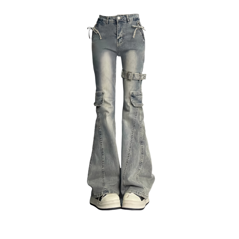 DUSHE DUSHE Jeans Women's Vintage Blue Thin Flared Pants