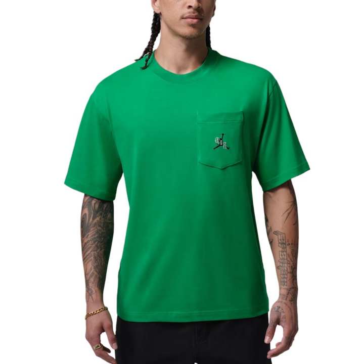 Jordan Jordan T Shirts Men's Lucky Green/Black Crew Neck Moderate