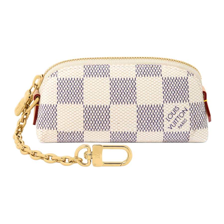 LOUIS VUITTON Damier Azur Coated Canvas Makeup Bag Women's Beige & Light Purple