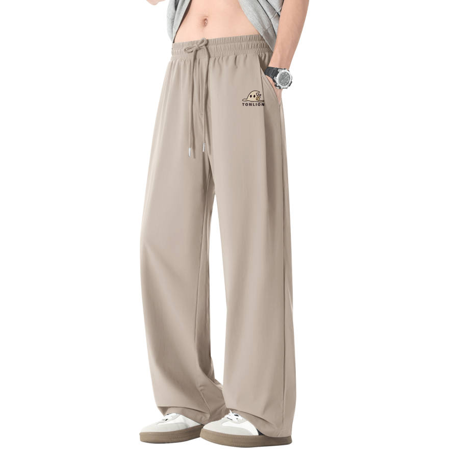 Tonlion Casual Pants Unisex Thin Wide Leg Pants