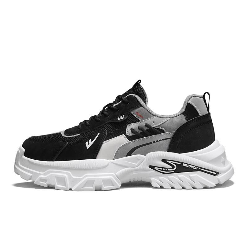WARRIOR Coverage Moisture Wicking Balance Abrasion Resistant Low top Chunky Sneakers Men's Black Gray Beige