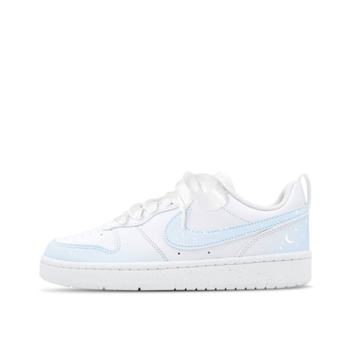 Nike Nike Court Borough Star Moon Leather Low top Kids' Skateboarding Shoes Blue/White Teenagers