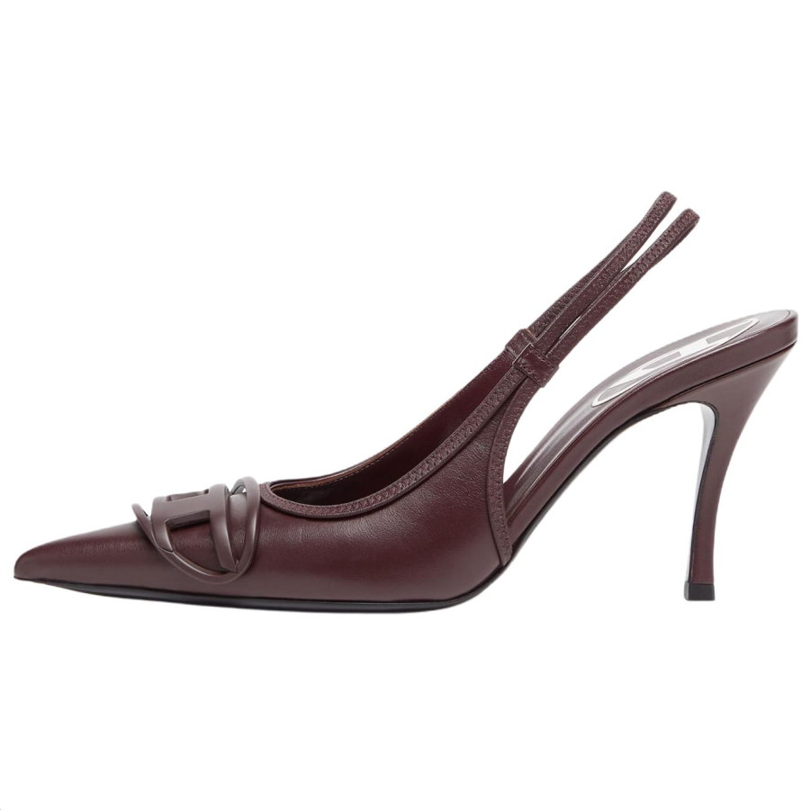 DIESEL OVAL D Slim Heel High Heels 9cm Women's Burgundy