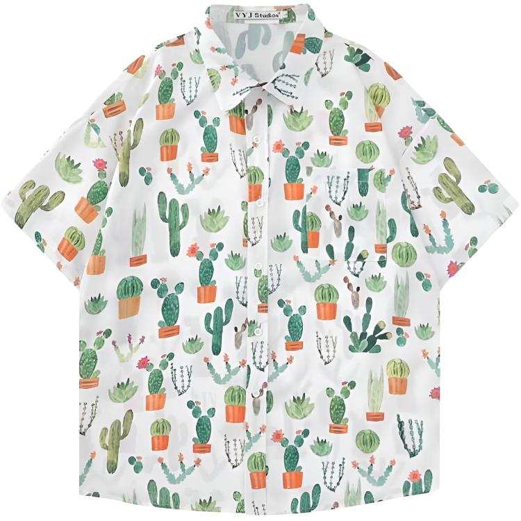 Lnga Landgre Shirts Unisex White Lapel Thin Hawaii