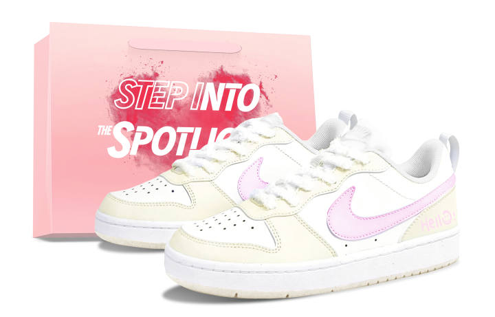 Nike Nike Court Butter Smiley Face Cushioning Abrasion Resistant Support Low top Kids' Skateboarding Shoes Beige Yellow