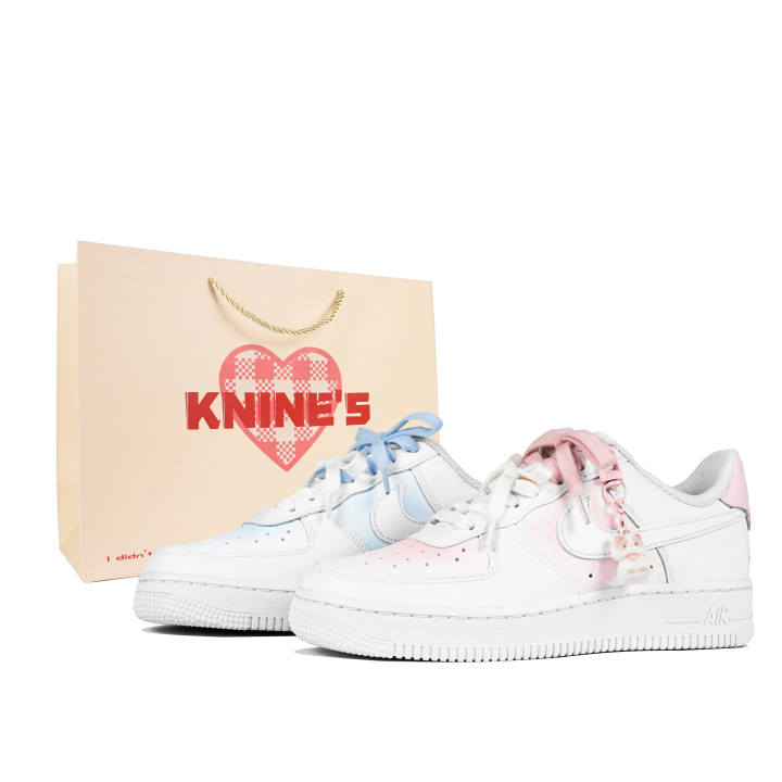 Nike Nike Air Force 1 Low top Skateboard Shoes Women's White Pink Blue