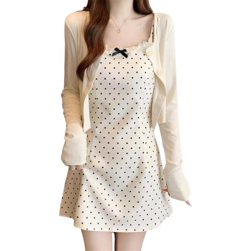 JBBCN Two Piece Skirt Sets Women's Crew Neck Moderate Short Skirt