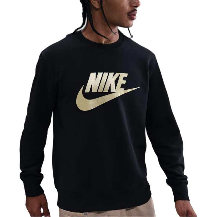 Nike Nike Sweatshirts Men's Black/Metal Gold Crew Neck Moderate Regular