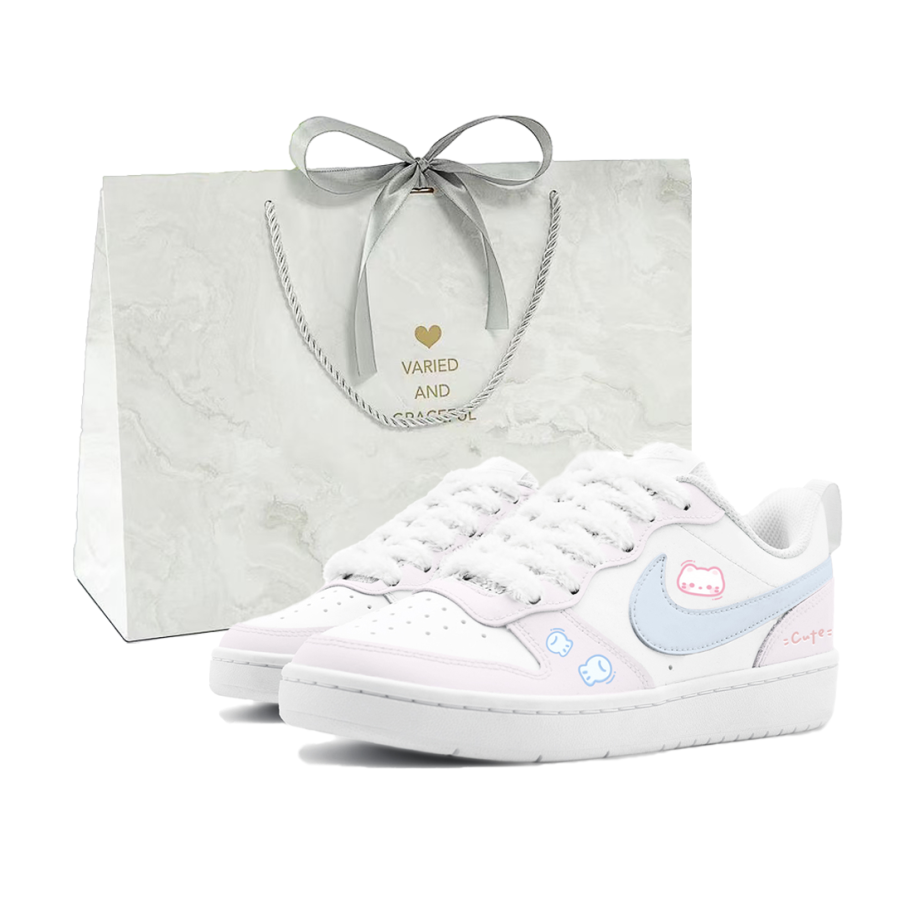 Nike Nike Court Borough Taphua Gui, Dusty Pink Velvet Cat, Shopping Bag Cushioning Abrasion Resistant Low top