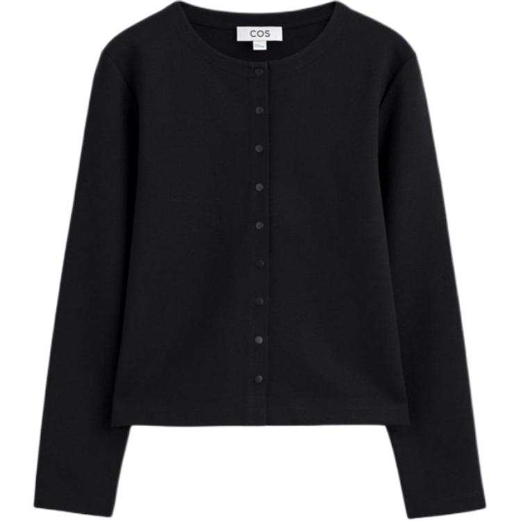 COS Knitwear Women's Black Crew Neck Moderate Cardigan