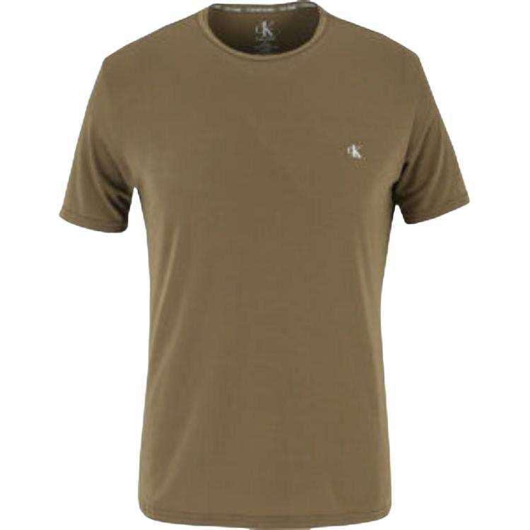 Calvin Klein T Shirts Men's Olive Crew Neck