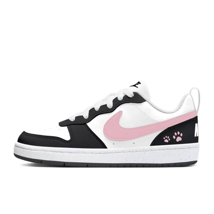 Nike Nike Court Borough Cushioning Abrasion Resistant Low top Skateboard Shoes Unisex Black White Pink