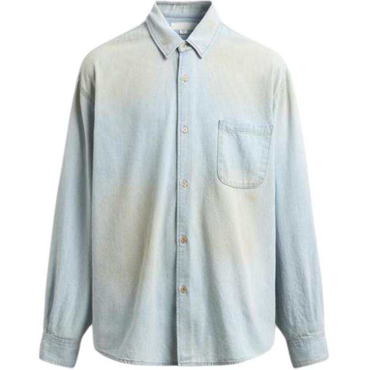 ZARA Shirts Men's Light Blue Lapel Moderate Denim