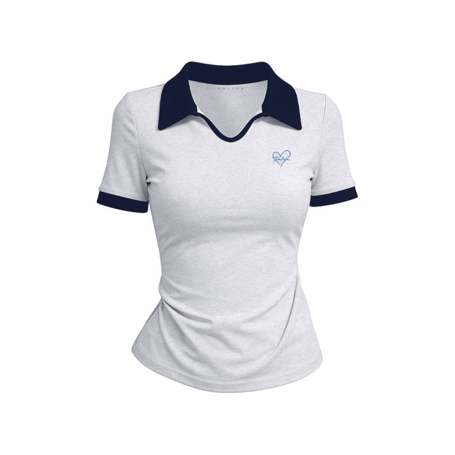 Tonlion T Shirts Women's Lapel Moderate Nipped In Waist