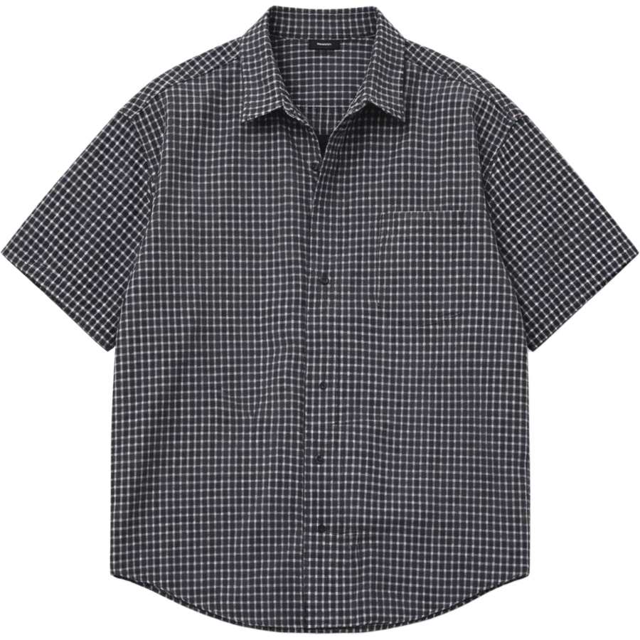 Lnga Landgre Shirts Men's Dark Black Blue Lapel Thin Other