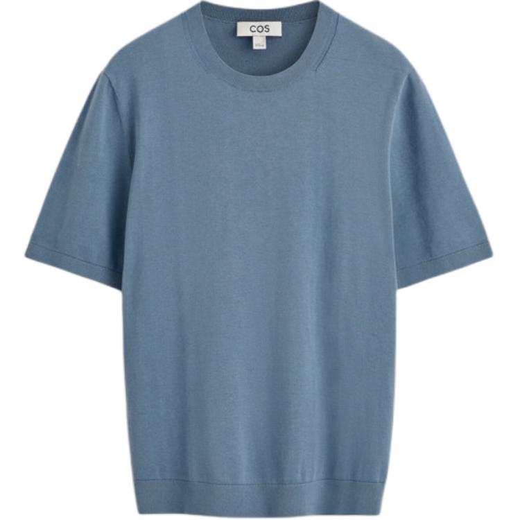 COS T Shirts Men's Gray Blue Crew Neck Moderate