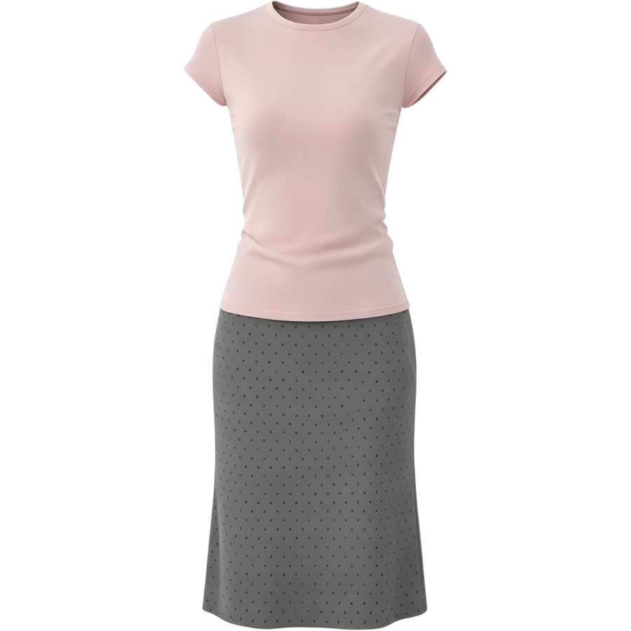 CHARM GLOW Two Piece Skirt Sets Women's Crew Neck Thin Midi Skirt