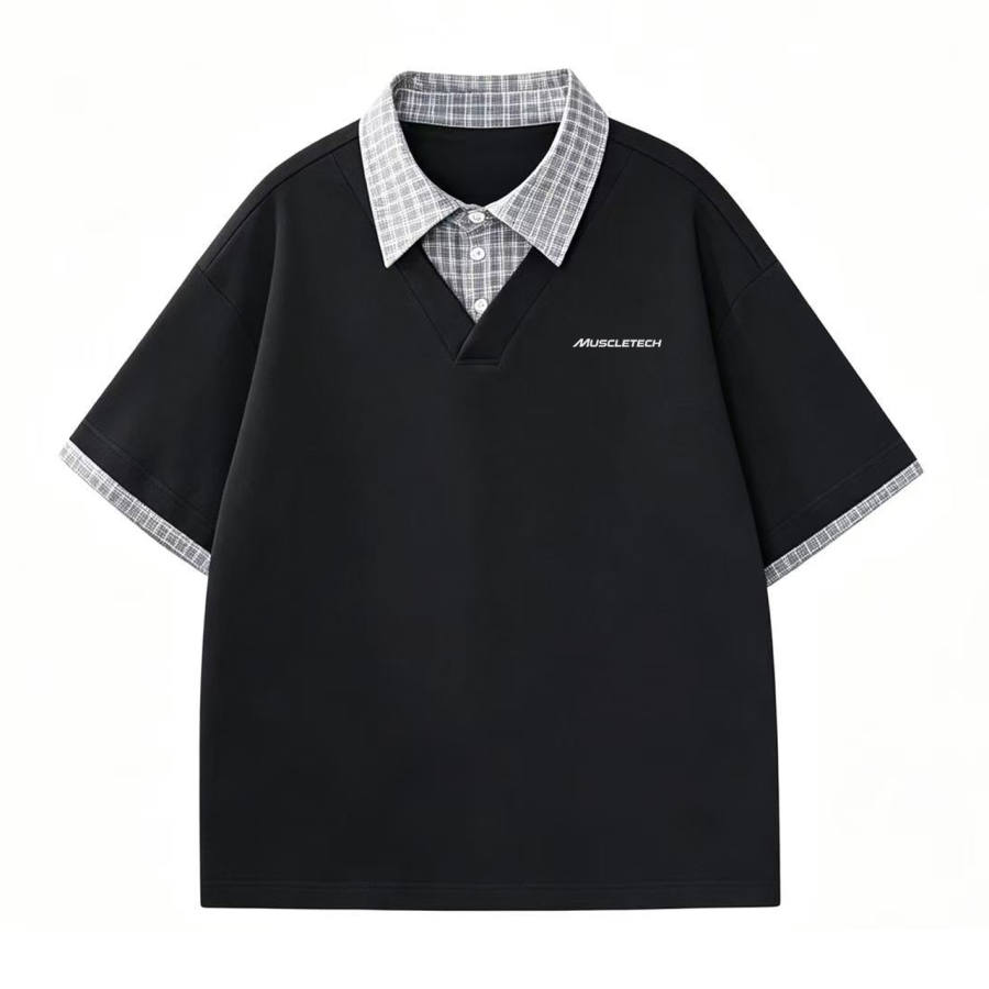 MUSCLETECH Polo Shirts Unisex Polo Collar Moderate Mock Two Piece