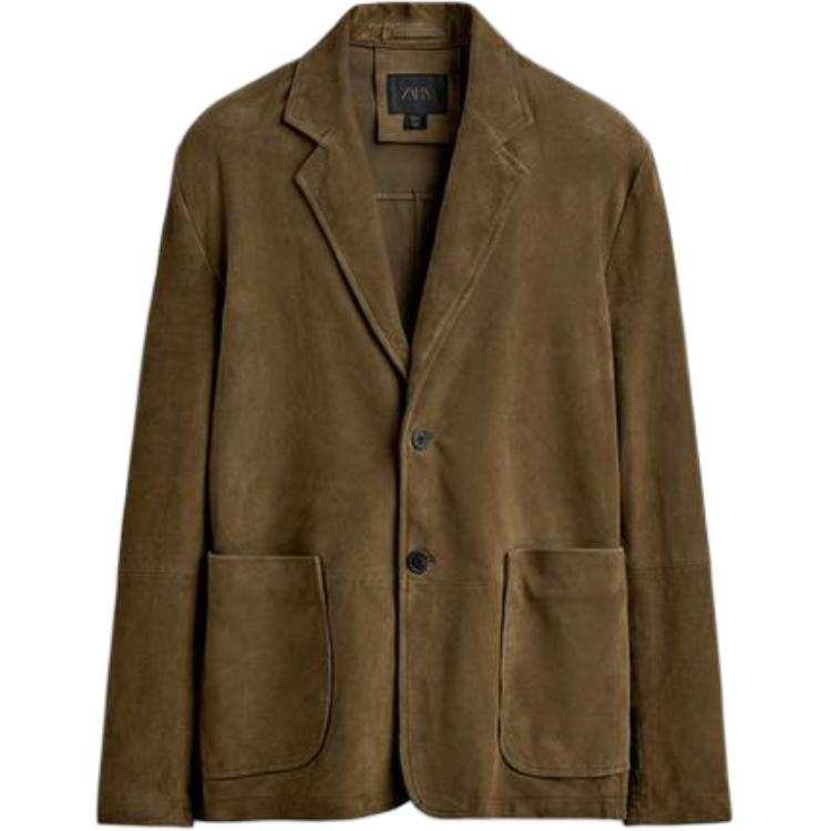 ZARA Business Suits Men's Olive Green Lapel Moderate