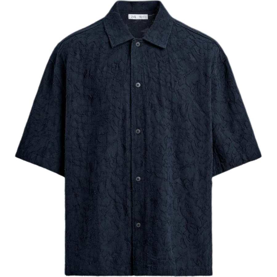 ZARA Shirts Men's Sea Blue Lapel Moderate