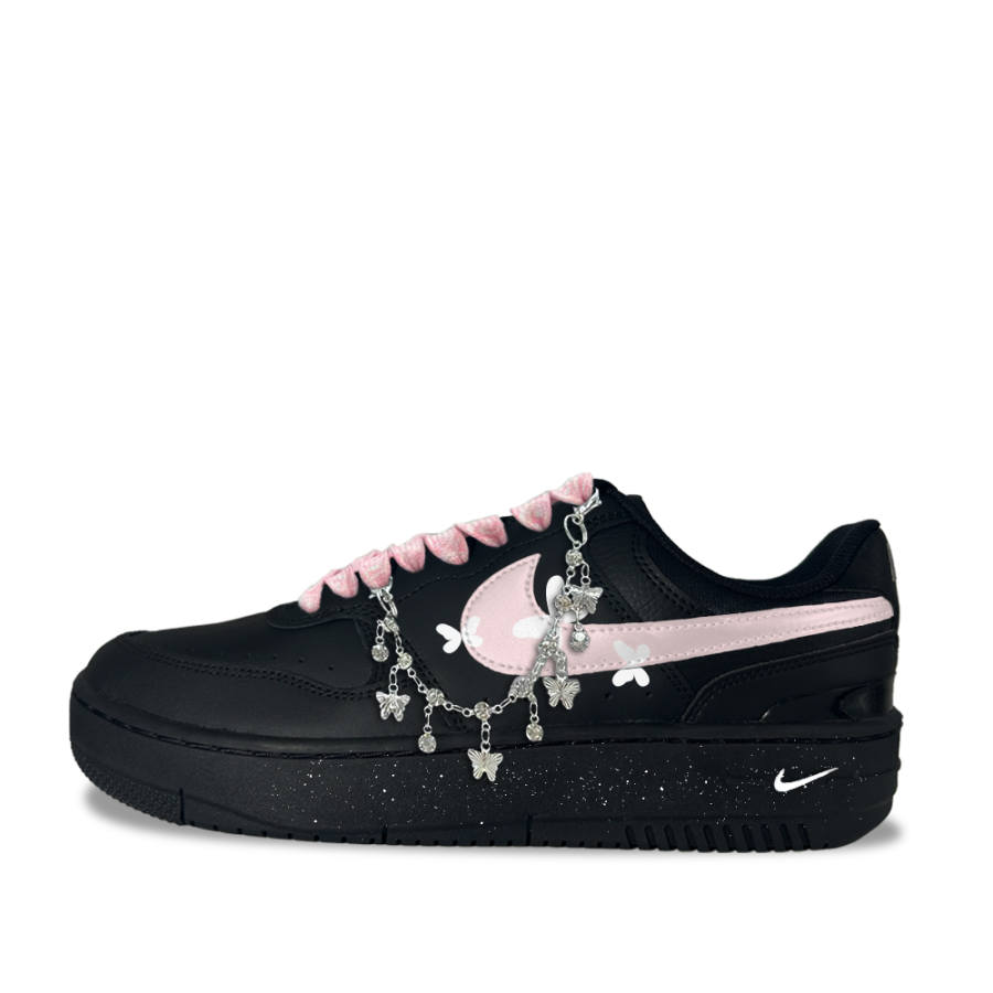 Nike Nike Gamma Force Pink Butterfly Rhinestone 1 Synthetic Leather Low top Skateboard Shoes Women's Black