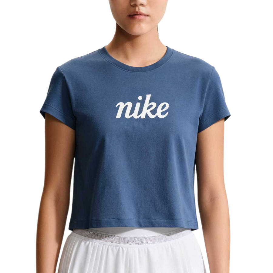 Nike Nike T Shirts Women's Mysterious Deep Sea Blue Crew Neck Moderate