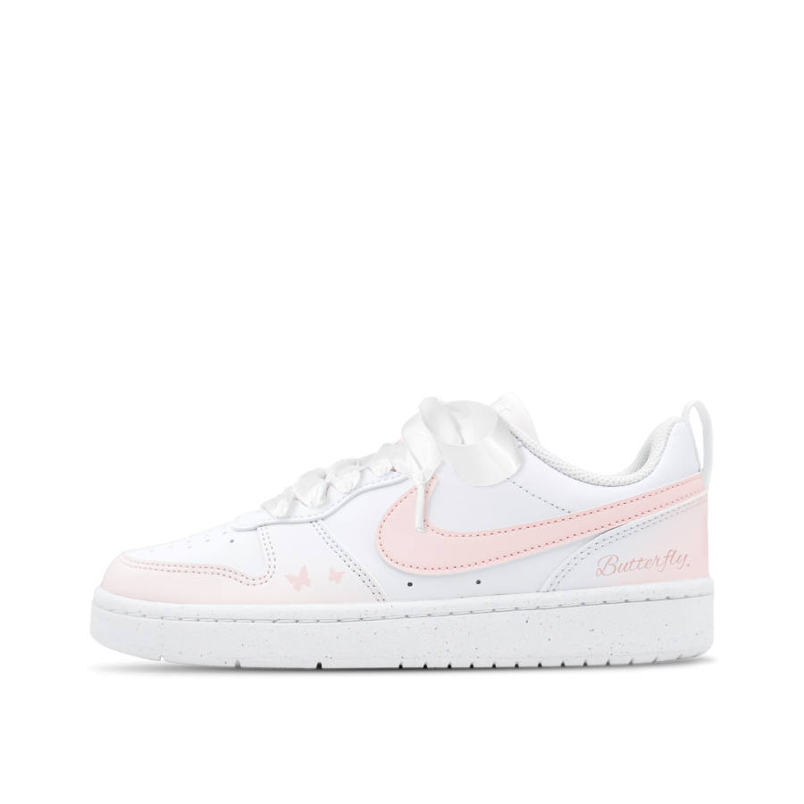 Nike Nike Court Borough Butterfly Whisper Leather Low top Kids' Skateboarding Shoes White Pink Teenagers
