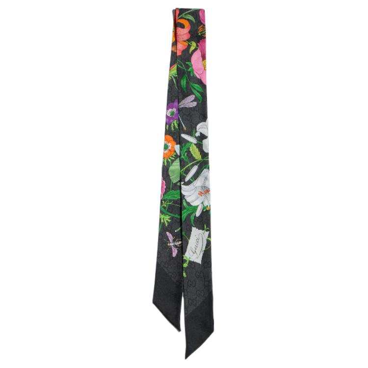 GUCCI Silk Scarves Women's Black/Green