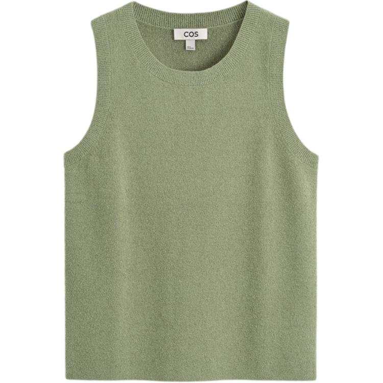 COS Tank Tops Men's Khaki Green Crew Neck Moderate Other