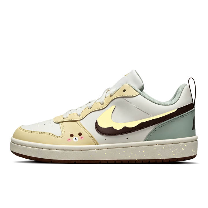 Nike Nike Court Borough Bear Lemon Abrasion Resistant Low top Kids' Skateboarding Shoes White Unisex