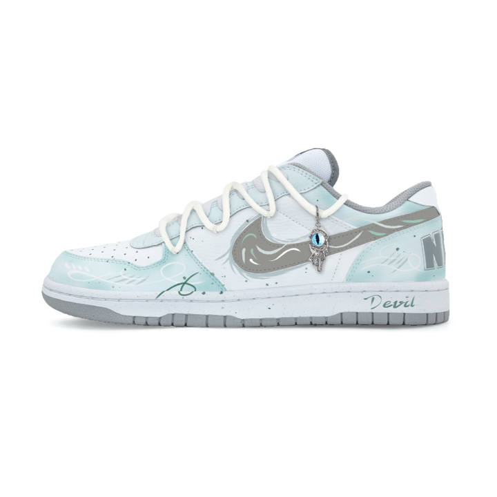 Nike Nike Big Leather Slip Resistant Abrasion Resistant Low top Skateboard Shoes Men's Light Cyan