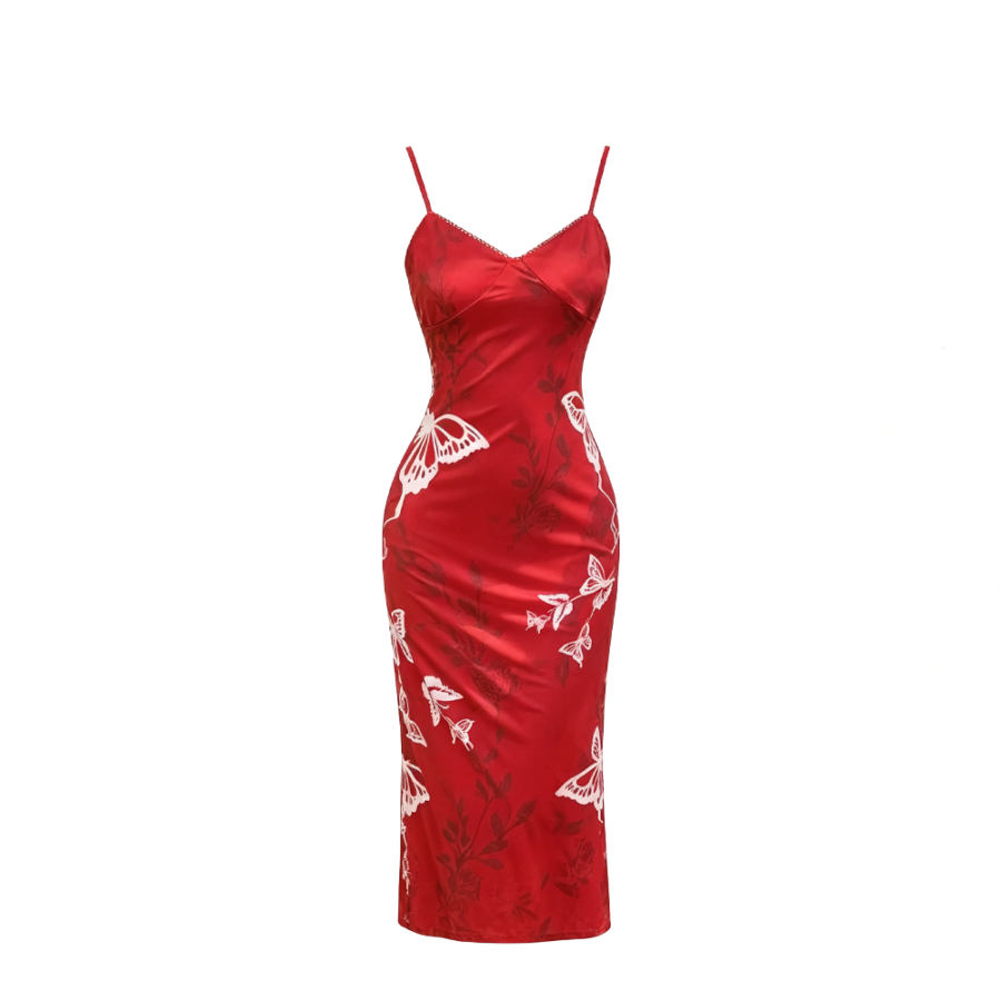 CPAURA Slip Dresses Women's Image Color Boat Neck Thin Long Skirt