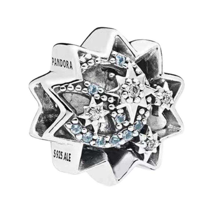 Pandora 925 Sterling Silver Synthetic Cubic Zirconia Pendants Unisex Silver/Blue