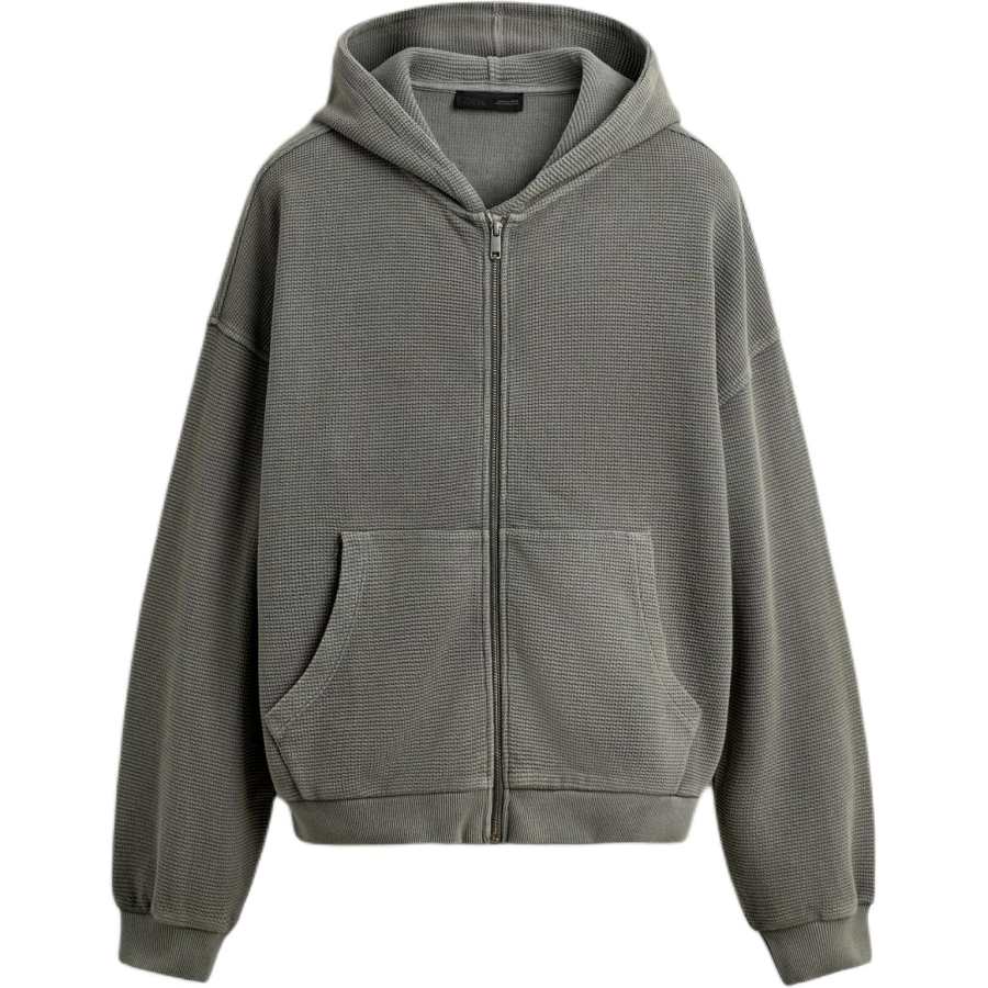 ZARA Sweatshirts Men's Light Gray Hooded Moderate