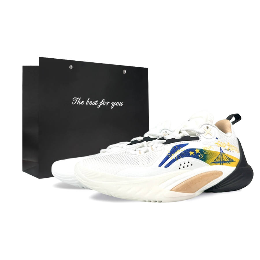 Li-Ning Li Ning Speed 10 Low top Basketball Shoes Men's White Gold