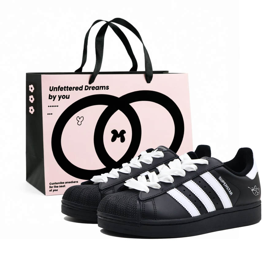 Adidas Originals Superstar 2 Butterfly Love Leather Slip Resistant Cushioning Low top Kids' Skateboarding Shoes Unisex