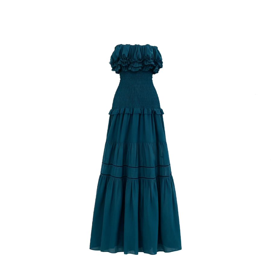 CPAURA Slip Dresses Women's Image Color Boat Neck Moderate Long Skirt