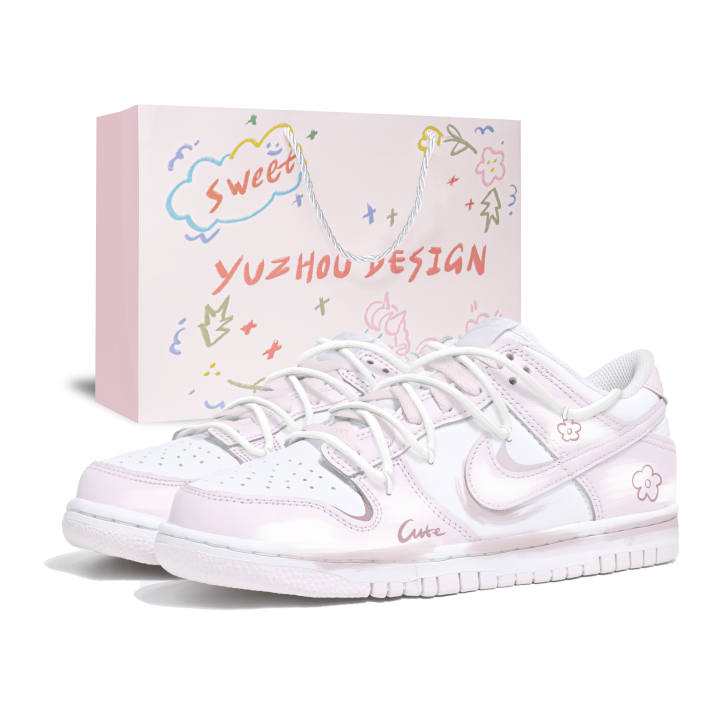 Nike Nike Dunk Pink Mist Floral Shopping Bag Skateboard Shoes Women's