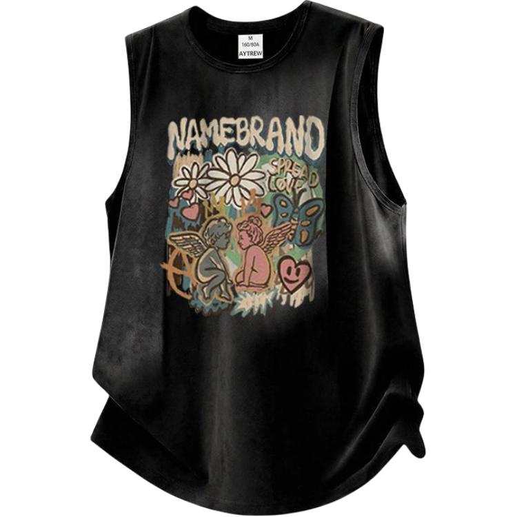 Lnga Landgre Tank Tops Unisex Crew Neck Thin Sleeveless