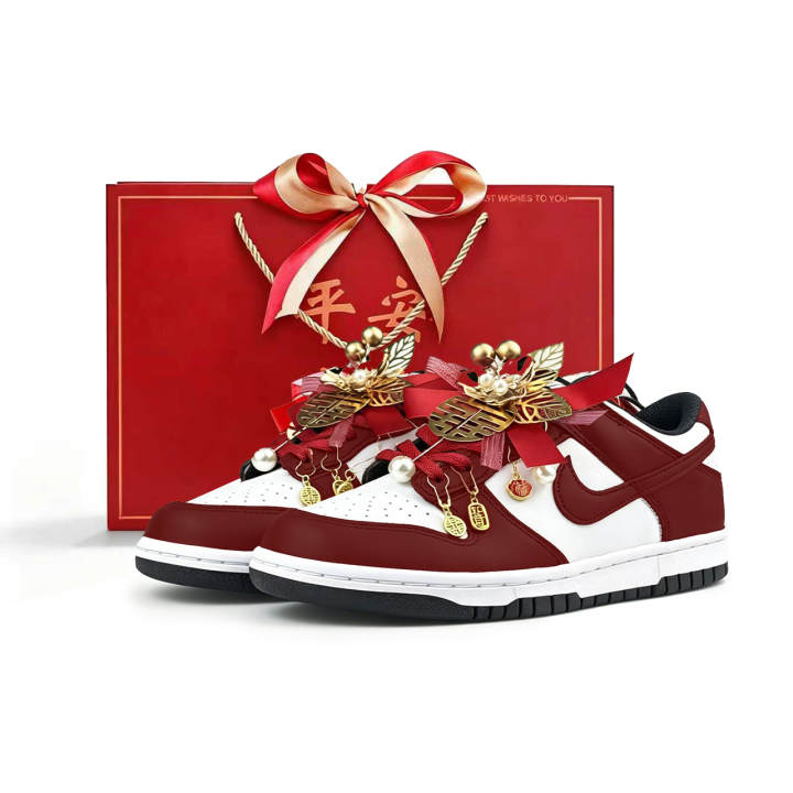 Nike Nike Dunk Abrasion Resistant Low top Skateboard Shoes Unisex Burgundy