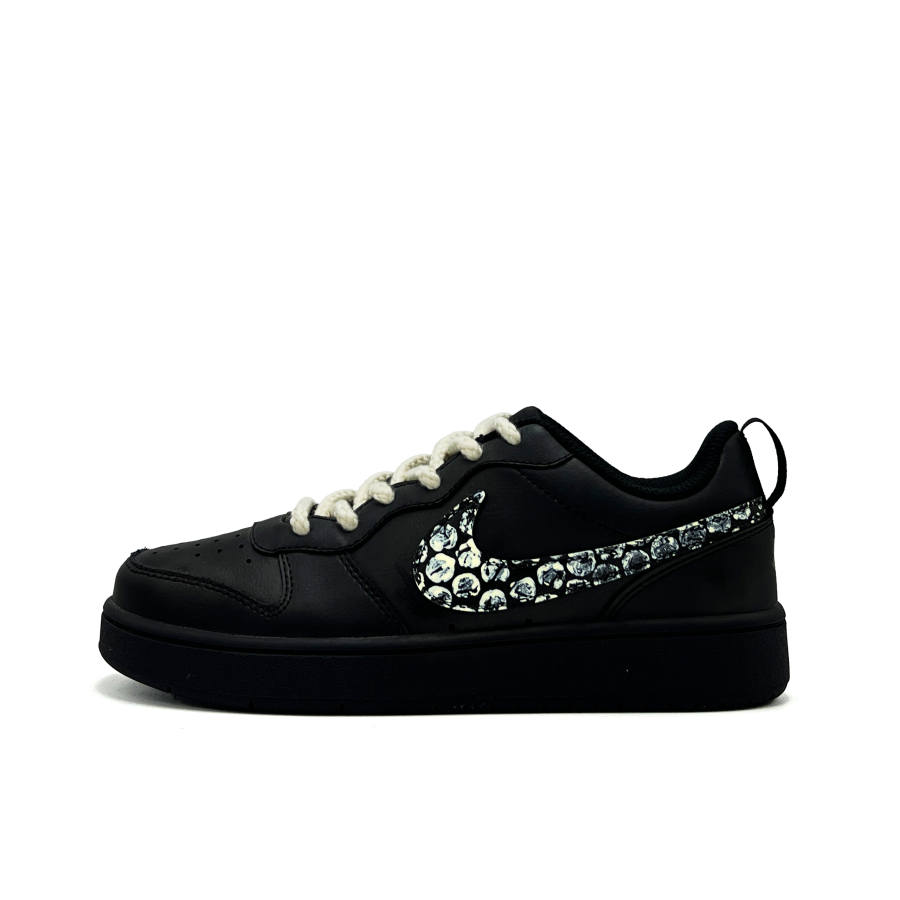 Nike Nike Court Borough Bubbles Bone Leather Low top Kids' Skateboarding Shoes Black White Teenagers