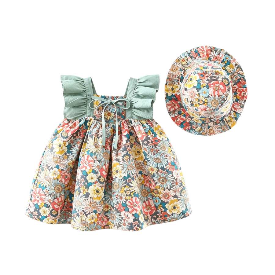 Lanza Lanza Kids Dresses Square Collar Thin Midi Dress