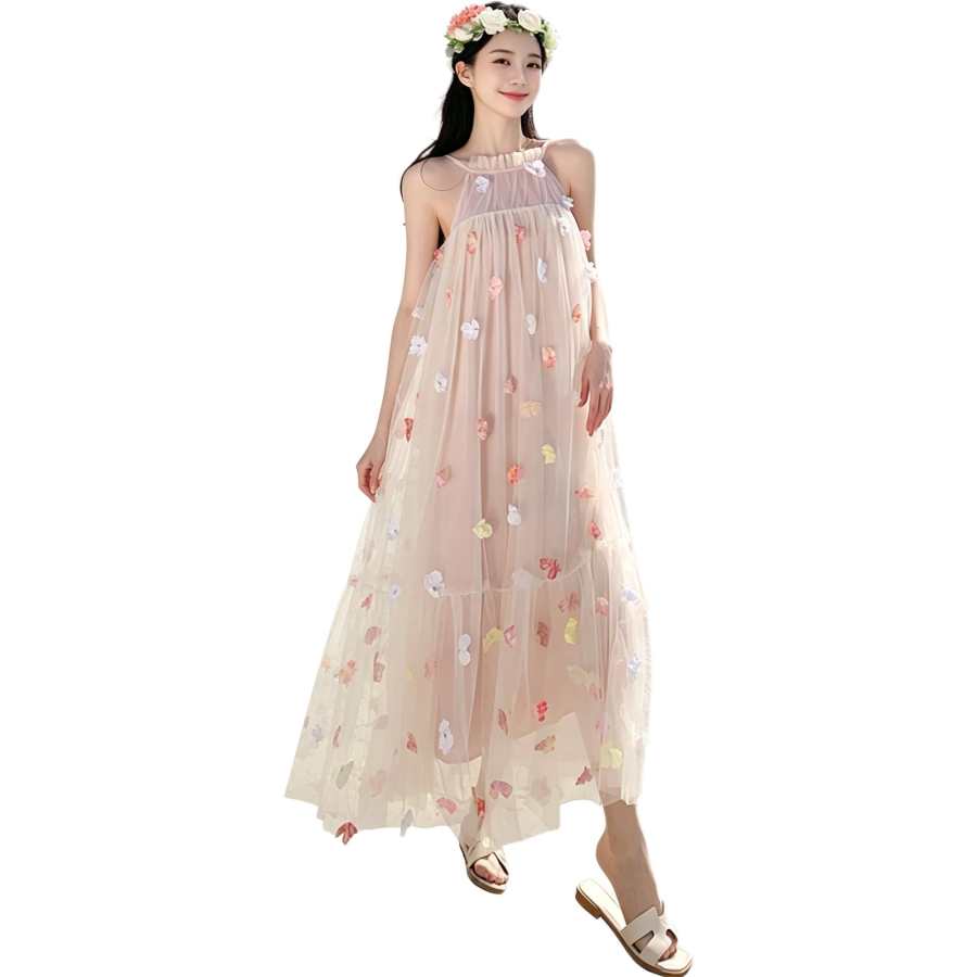 JBBCN Sleeveless Dresses Women's Light Pink Halter Thin Long Skirt