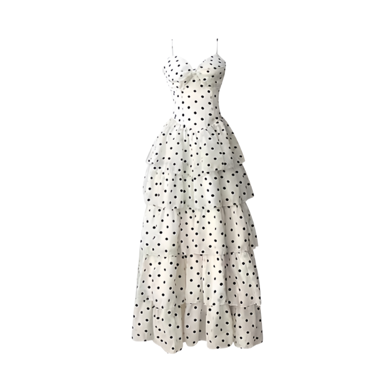 DUSHE Slip Dresses Women's Polka Dot Slip Dress V Neck Thin Long Skirt